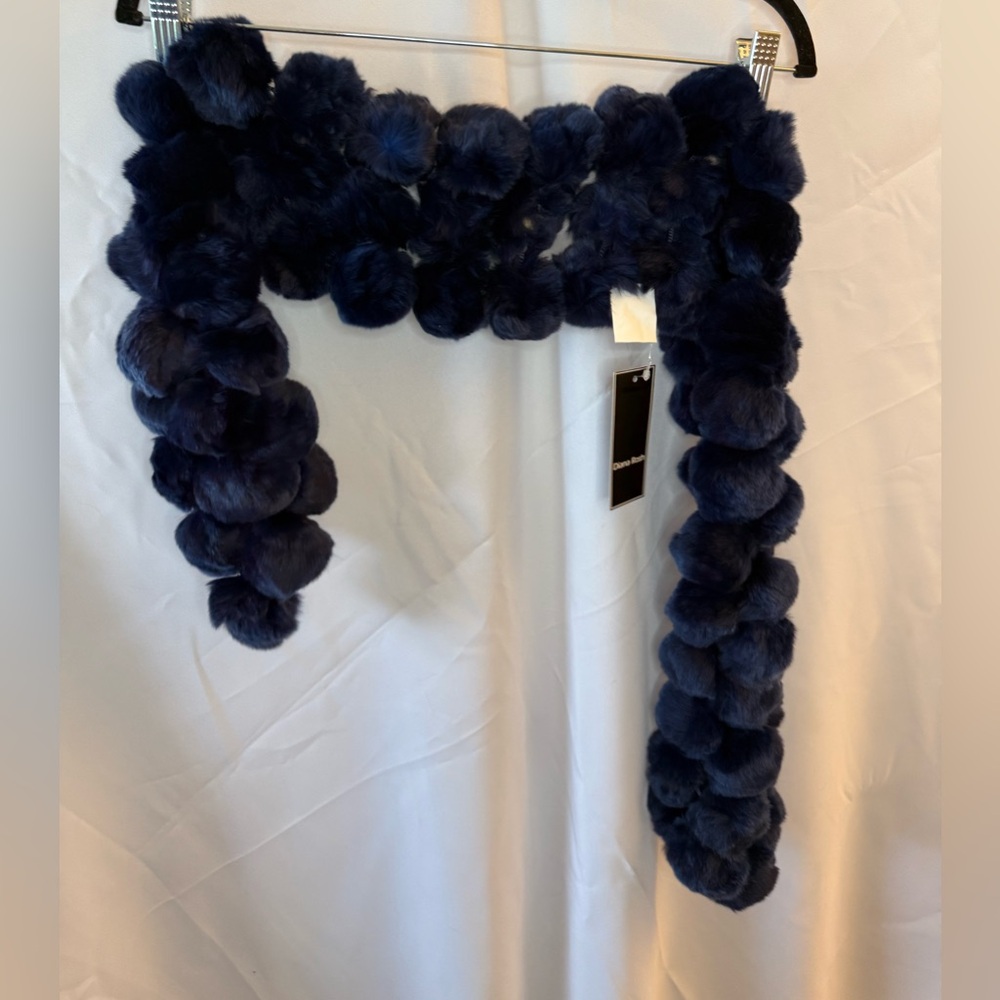 Diana Rosh Luxurious Navy Rabbit Fur Scarf